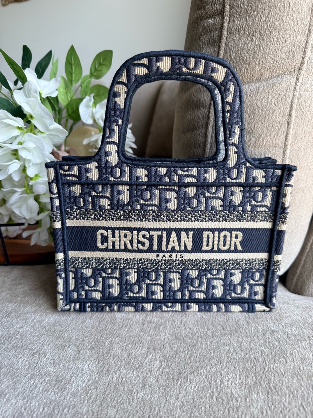 Dior Navy Blue Mini Book Tote Bag Authentic